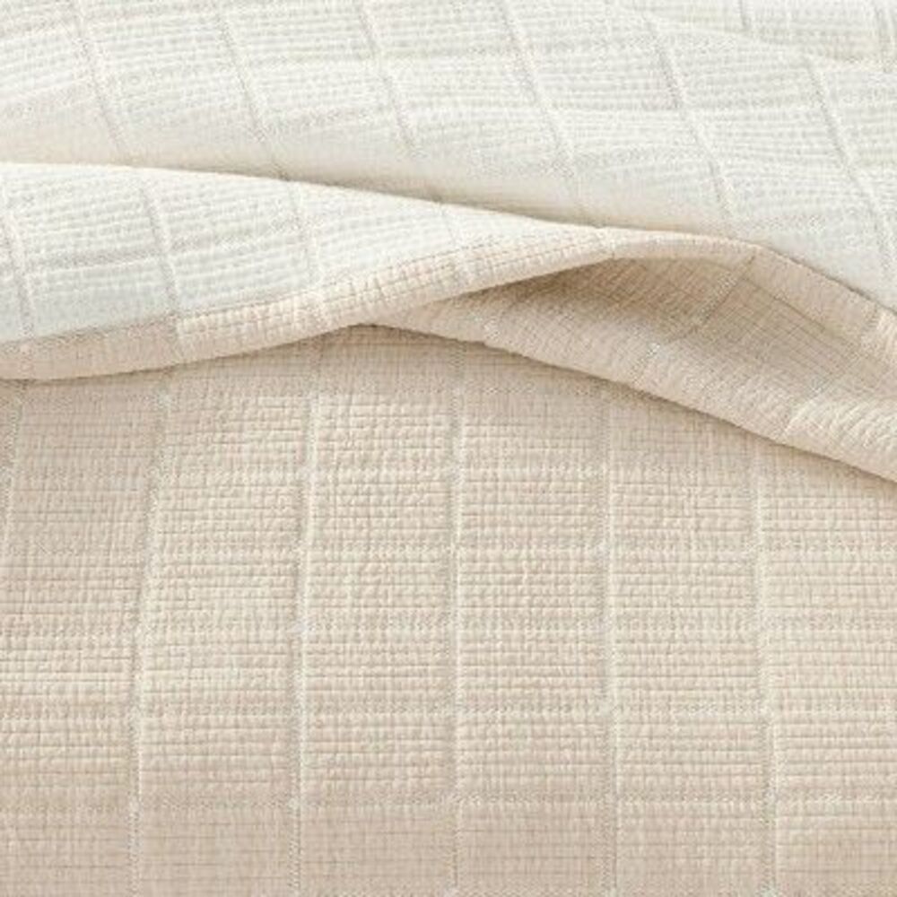 Open Box - King Textured Grid Quilt Beige - Hearth & Hand wit Beige - Picture 3 of 3